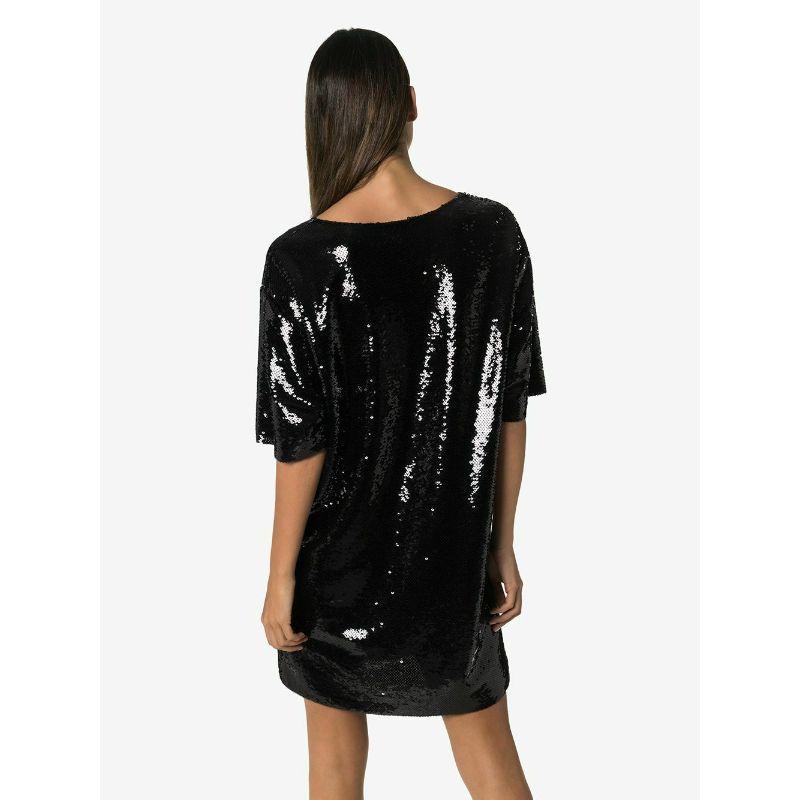 Women's SS20 Moschino Couture Jeremy Scott Trick or Chic Black/Gold Sequined Dress 38 IT For Sale