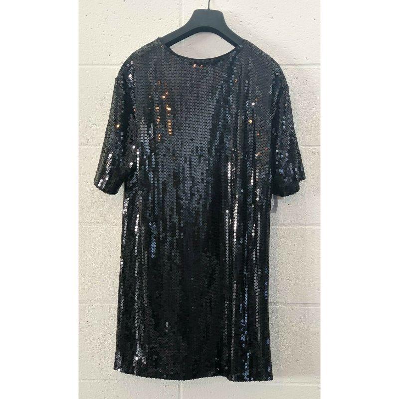 SS20 Moschino Couture Jeremy Scott Trick or Chic Black/Gold Sequined Dress 42 IT For Sale 13