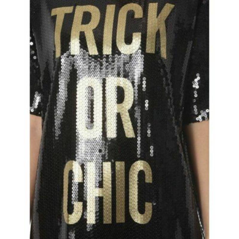 Robe Moschino Couture SS20 Jeremy Scott Trick ou Chic à paillettes noires/dorées 42 IT en vente 4