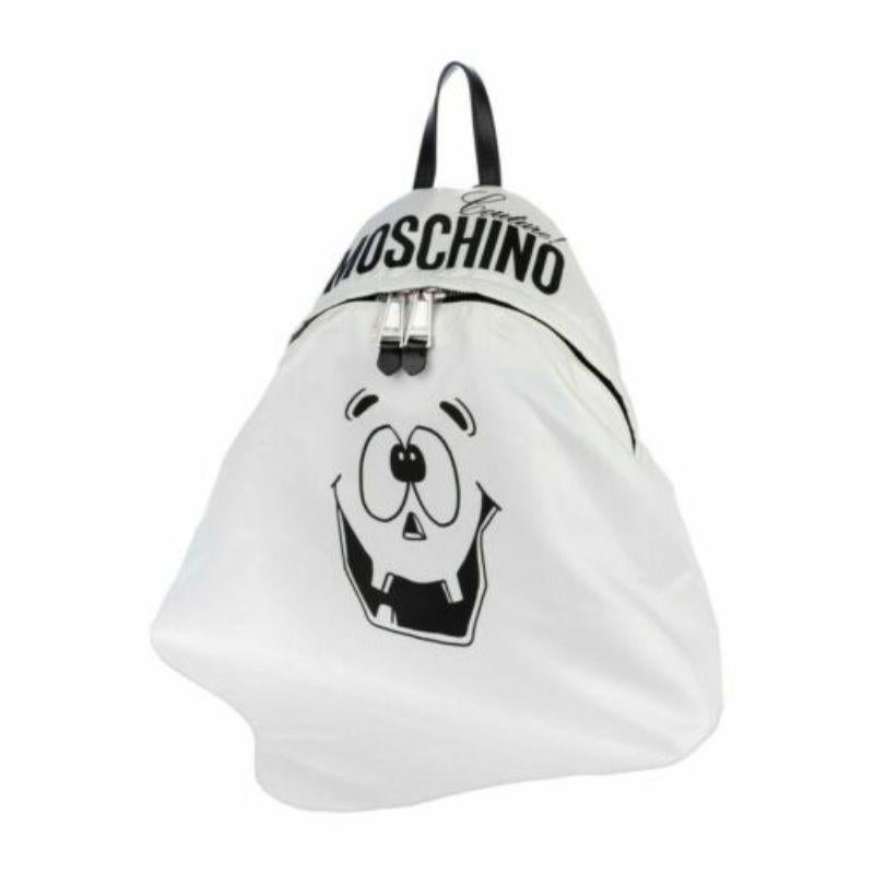 SS20 Moschino Couture Jeremy Scott White Pumpkin Face Ghost Backpack Trick/Chic In New Condition In Matthews, NC
