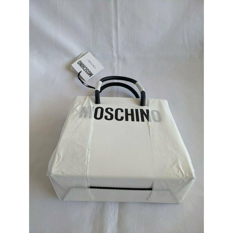 SS20 Moschino Couture Jeremy Scott White Pumpkin Face Leather Shopper Trickchic In New Condition For Sale In Palm Springs, CA