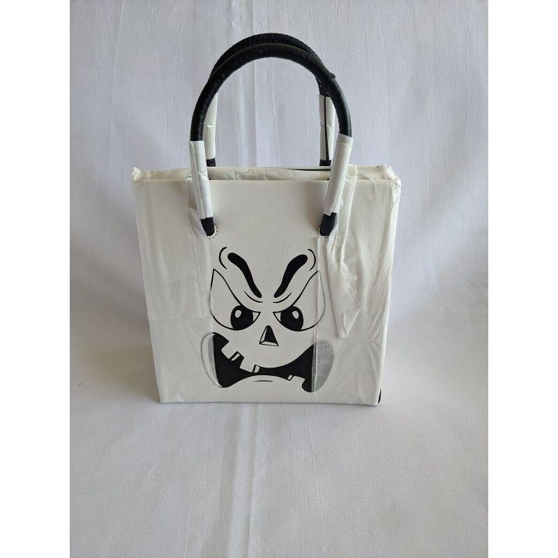 SS20 Moschino Couture Jeremy Scott White Pumpkin Face Leather Shopper Trickchic For Sale 2