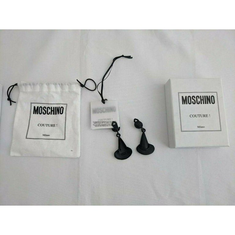 Orecchini Moschino SS20 Cappello Strega Nero Opaco - Clip-on, Trucco Couture