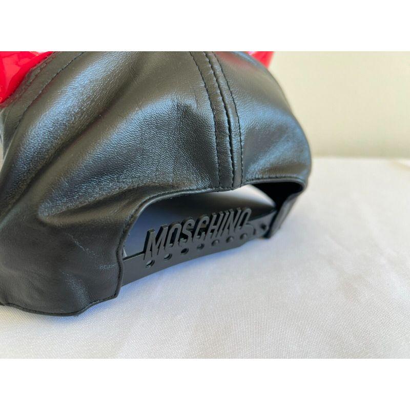 SS20 Moschino Couture Leather Cap Red Horns Trick or Chic by Jeremy Scott For Sale 7