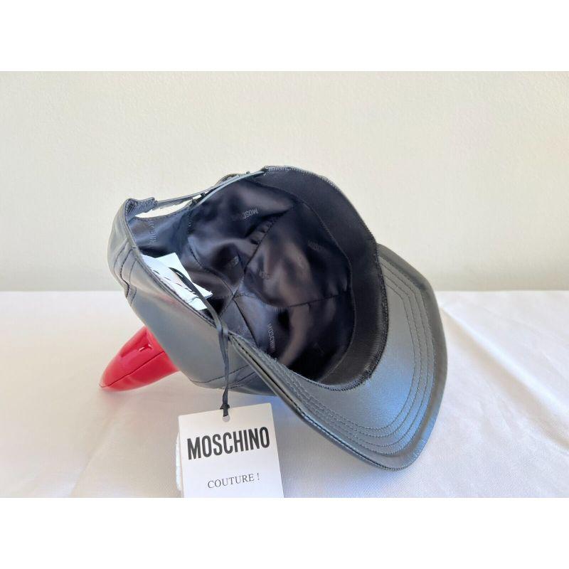 SS20 Moschino Couture Leather Cap Red Horns Trick or Chic by Jeremy Scott For Sale 1