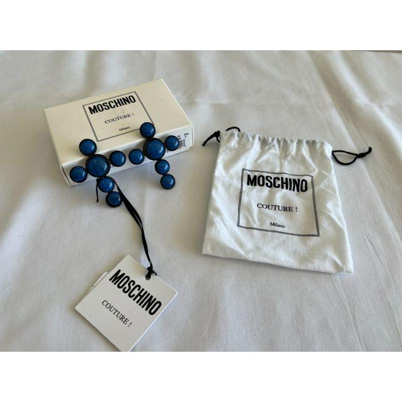 SS20 Moschino Couture Picasso Blue Cross Clip-on Earrings by Jeremy Scott 1
