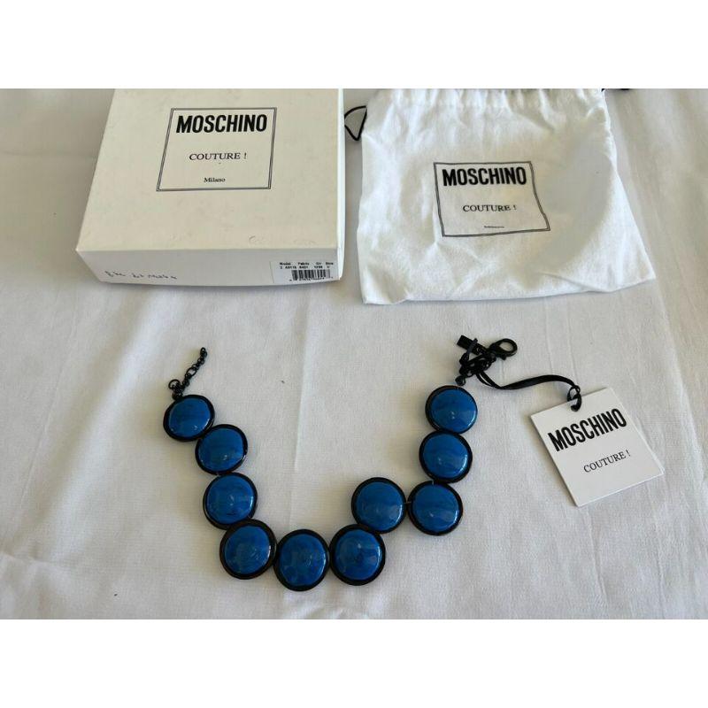 SS20 Moschino Couture Picasso Oversized Dots Blue Necklace by Jeremy Scott In New Condition For Sale In Matthews, NC