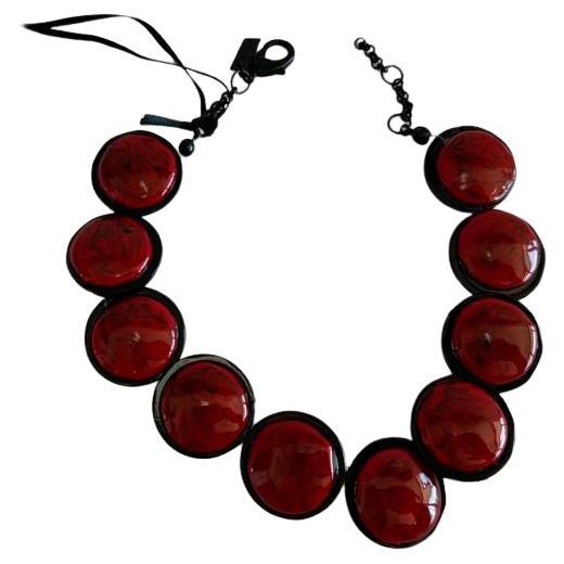 SS20 Moschino Couture Picasso Oversized Dots Red Necklace by Jeremy Scott For Sale