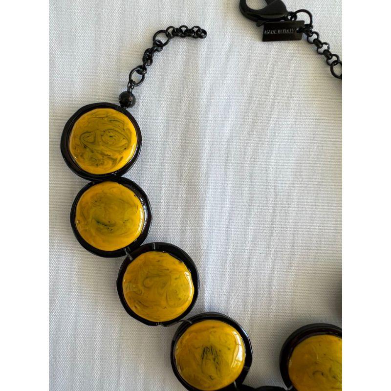 SS20 Moschino Couture Picasso Oversized Dots Yellow Necklace by Jeremy Scott In New Condition For Sale In Matthews, NC