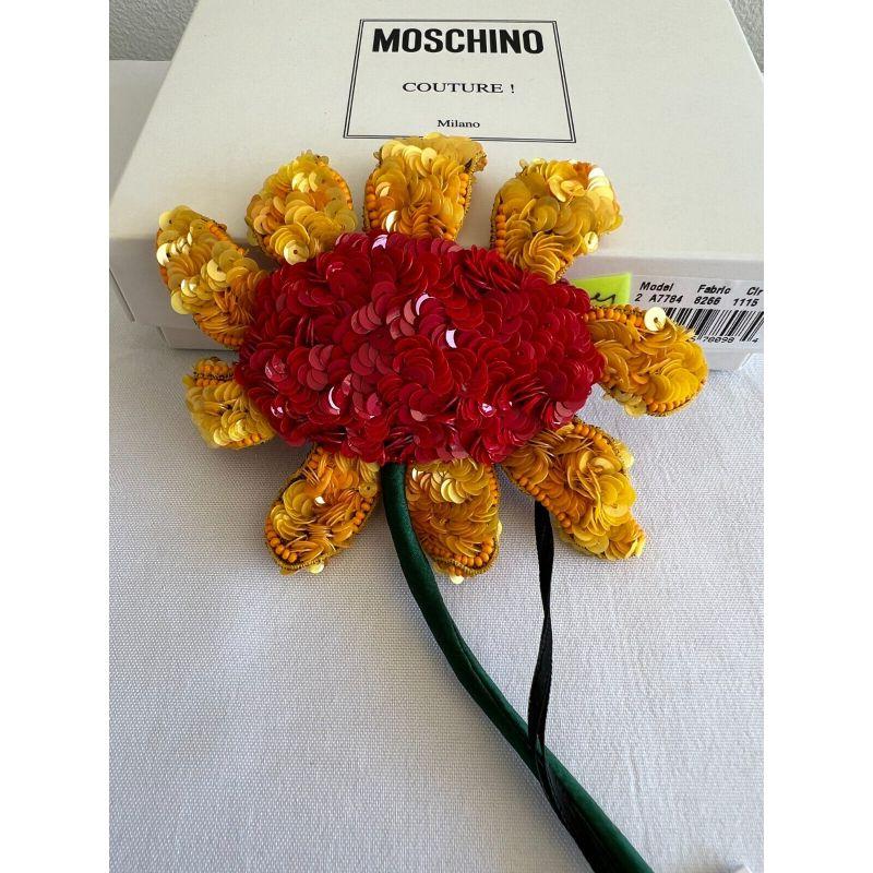 Women's SS20 Moschino Couture Picasso Yellow Red Flower Brooch by Jeremy Scott