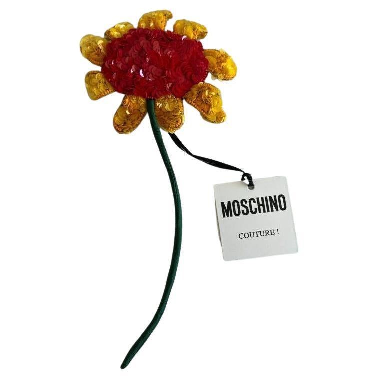 SS20 Moschino Couture Picasso Yellow Red Flower Brooch by Jeremy Scott