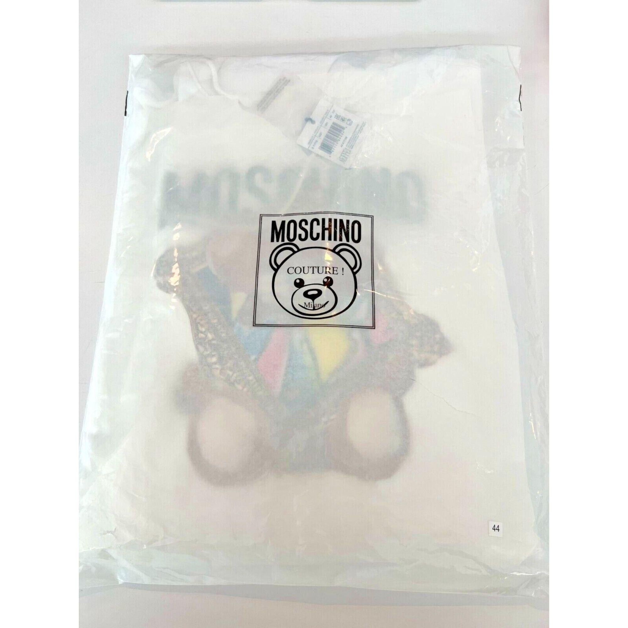 SS20 Moschino Couture Teddybear Bursting Thru Painting Hoodie by Jeremy Scott For Sale 1