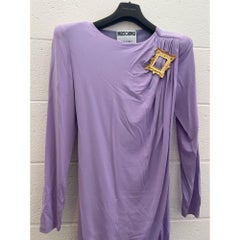 SS20 Moschino Couture Violet Picasso Painting Frame Viscose Dress, Size US 12