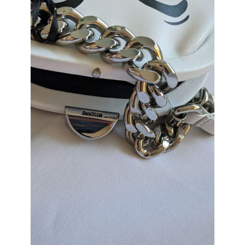SS20 Moschino Couture White Leather Ghost Female Face Clutch Bag by Jeremy Scott For Sale 6