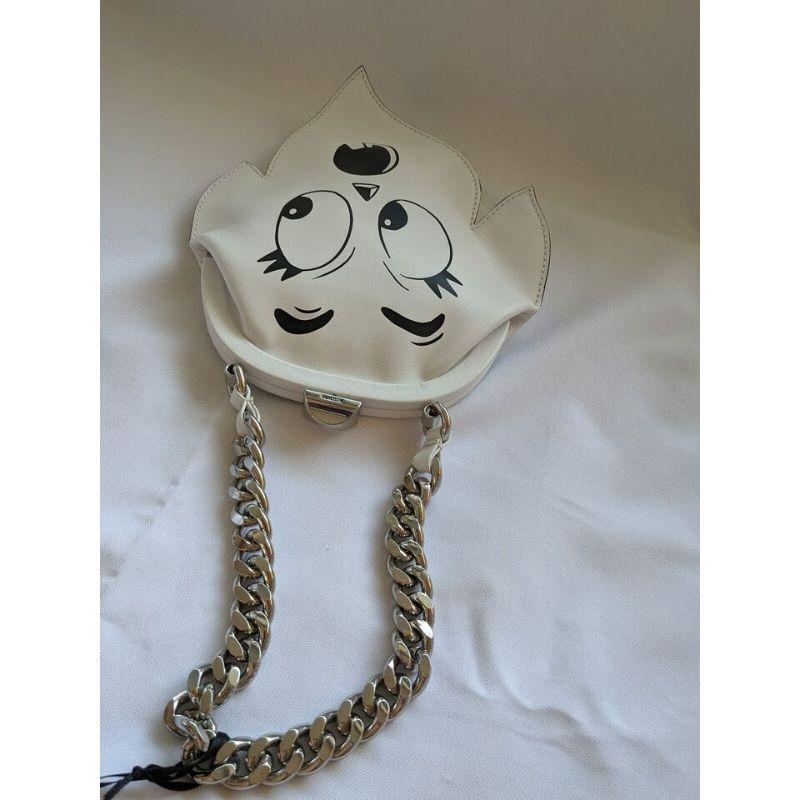 Women's SS20 Moschino Couture White Leather Ghost Female Face Clutch Bag by Jeremy Scott For Sale