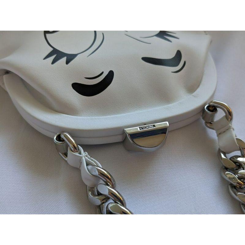 SS20 Moschino Couture White Leather Ghost Female Face Clutch Bag by Jeremy Scott For Sale 1