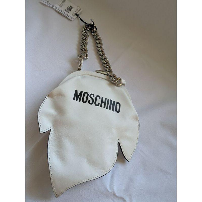 SS20 Moschino Couture White Leather Ghost Female Face Clutch Bag by Jeremy Scott For Sale 2
