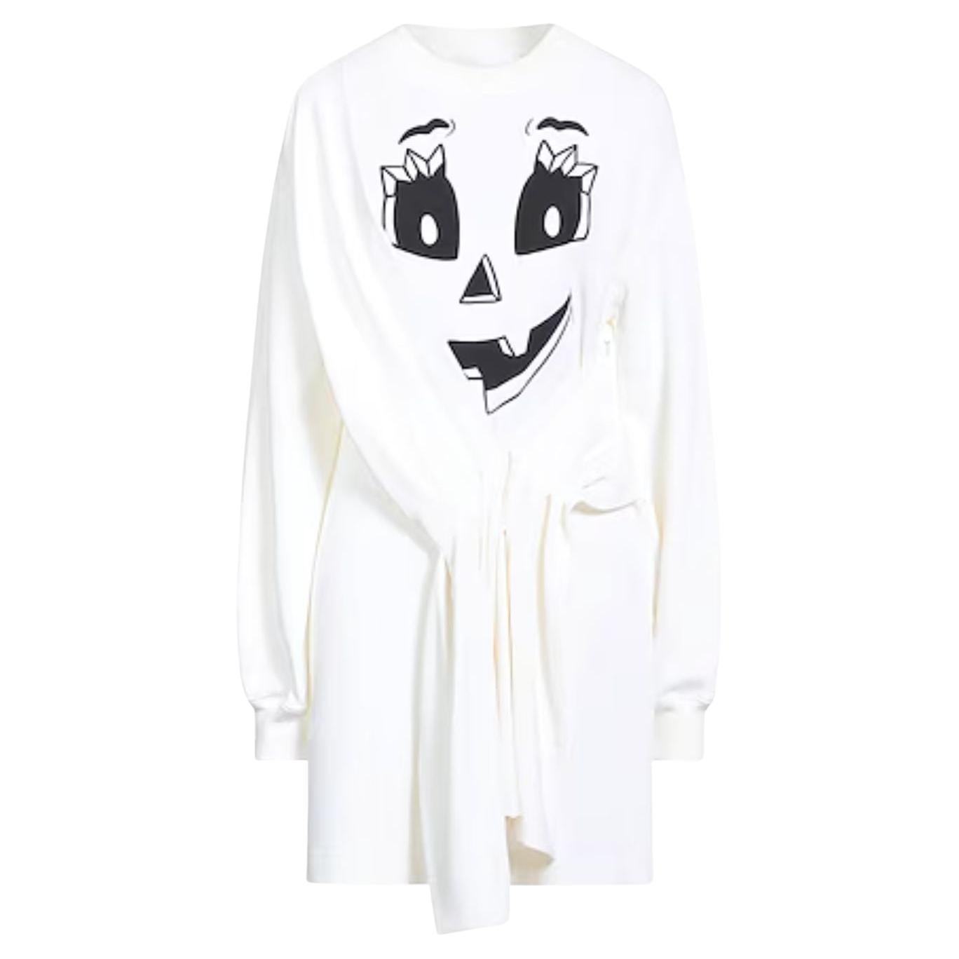 SS20 MOSCHINO Couture White Pumpkin Face Ghost Dress Trick/Chic IT 40 / US 6