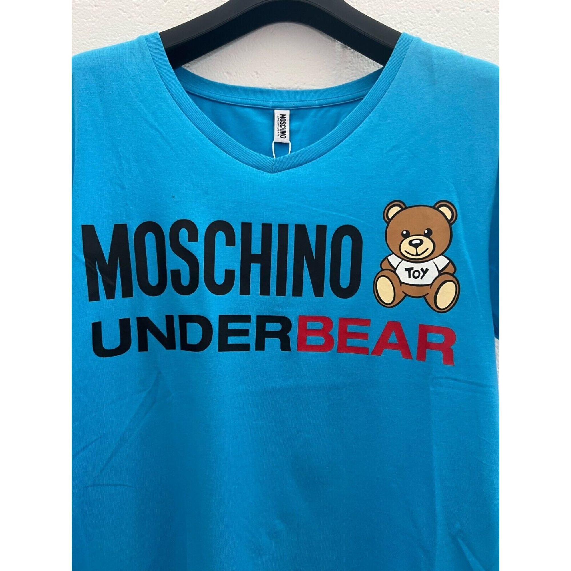 Blue SS20 Moschino Underwear Underbear Teddy Bear T-shirt by Jeremy Scott, Size S For Sale