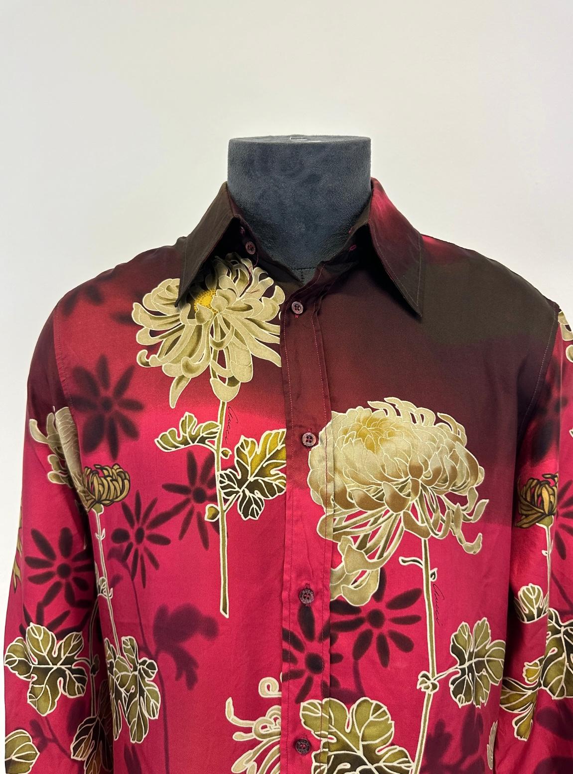 Camicia in seta Chrysanthemum SS2001 Gucci by Tom Ford In condizioni ottime in vendita a Milano, Lombardia
