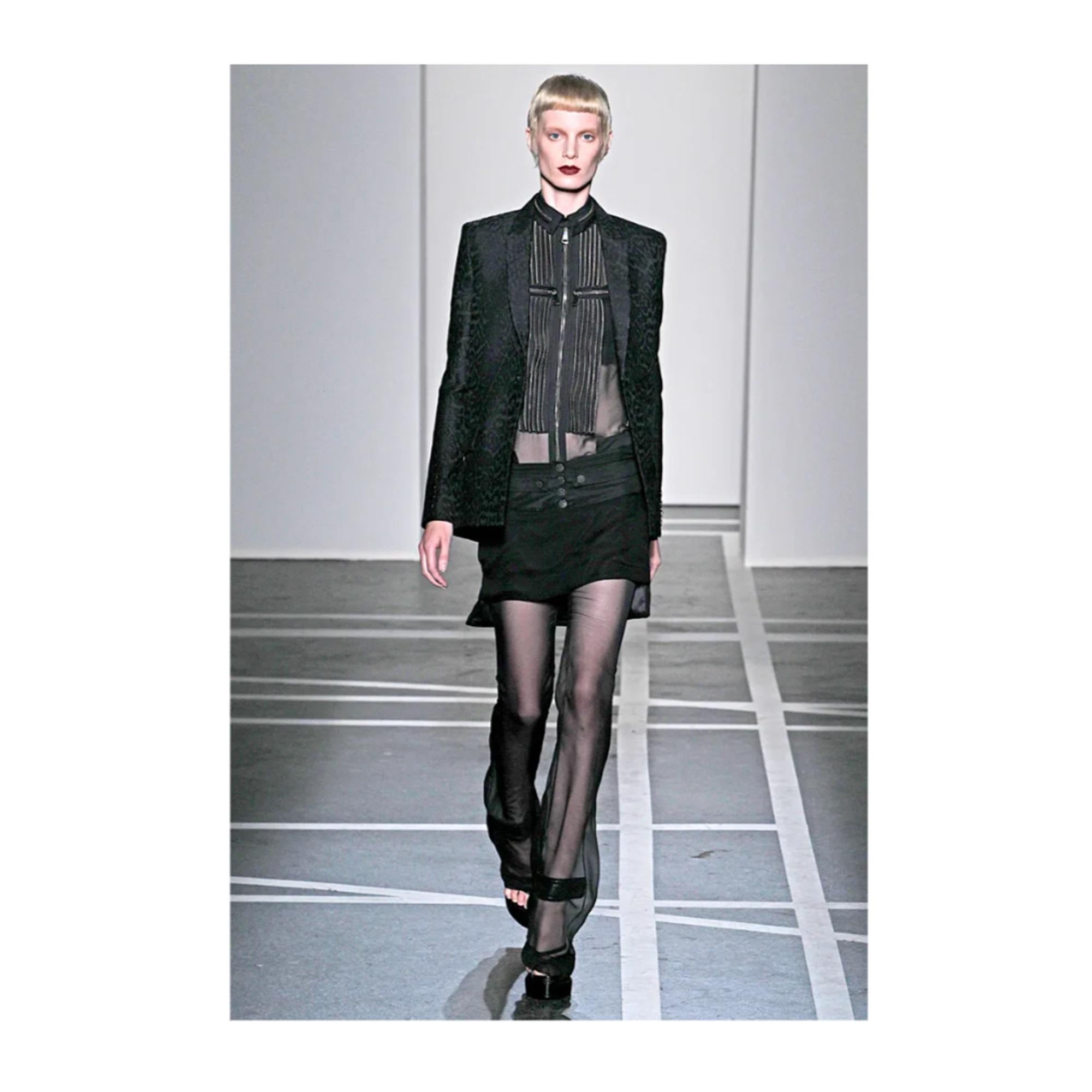 SS2011 Givenchy Top Black Chiffon Blouse FR38 For Sale 3
