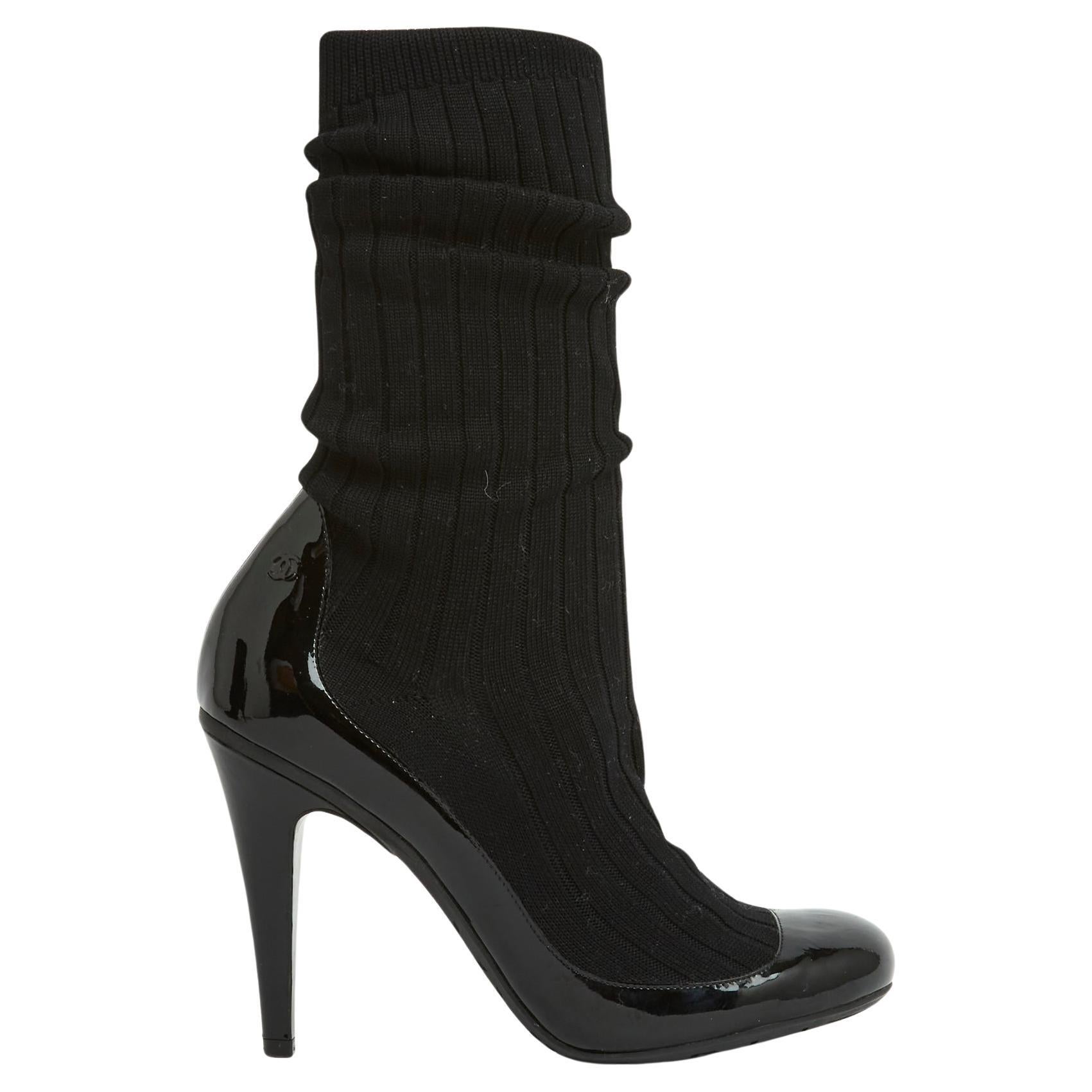 SS2014 Chanel Socks Boots Black EU38.5