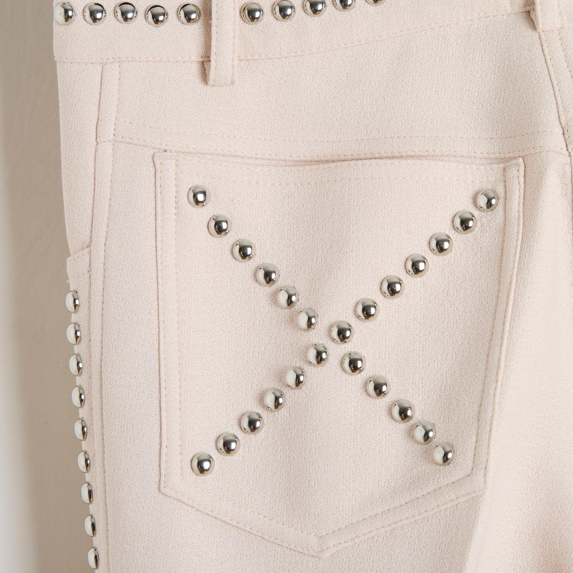 SS2019 Giambattista Valli Pantalon Flare FR36 Pink Crepe Precious Pants US6 New For Sale 2