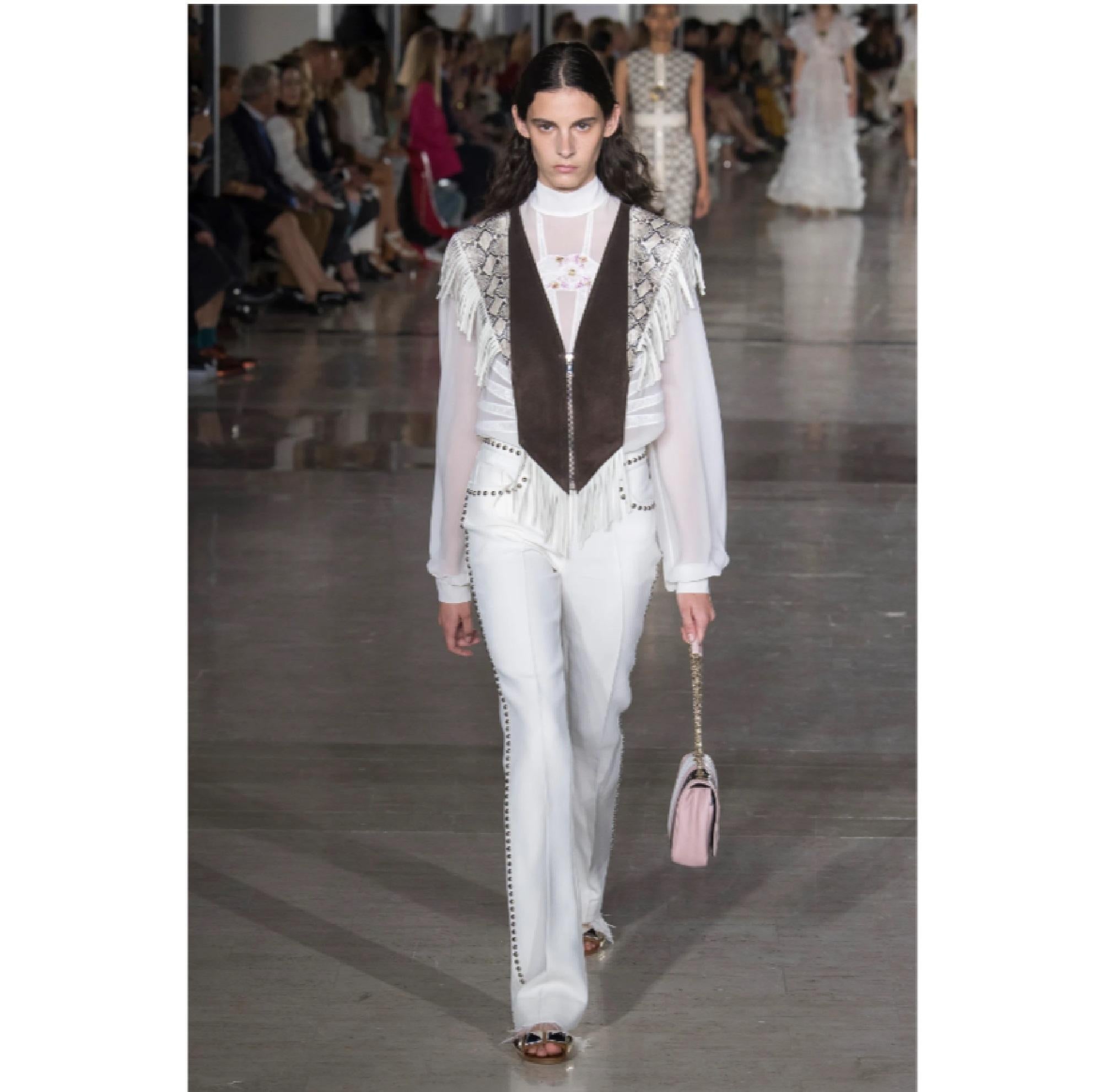 SS2019 Giambattista Valli Pantalon Flare FR36 Pink Crepe Precious Pants US6 New For Sale 3