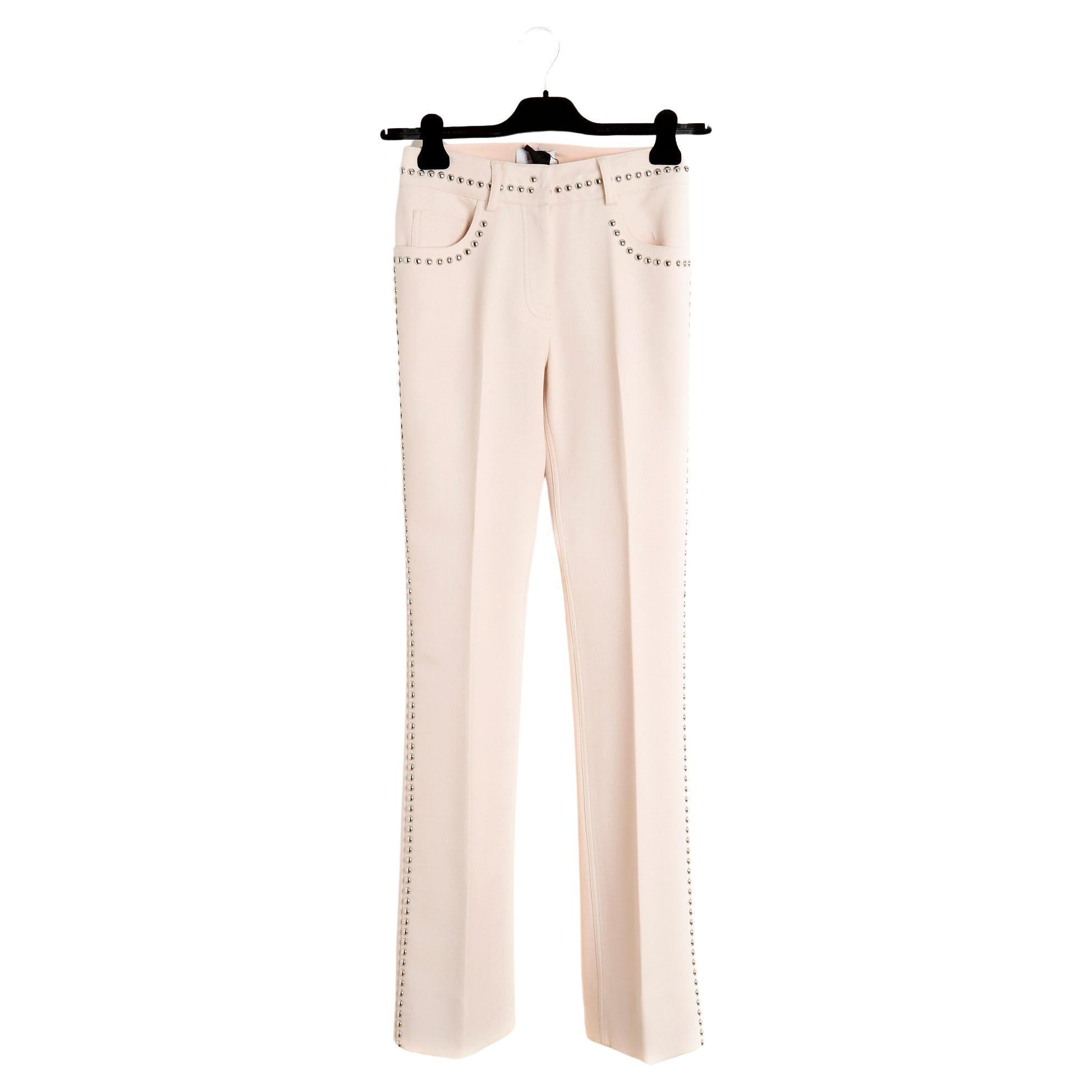 SS2019 Giambattista Valli Pantalon Flare FR36 Pink Crepe Precious Pants US6 New For Sale