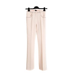 SS2019 Giambattista Valli Pantalon Flare FR36 Pink Crepe Precious Pants US6 New
