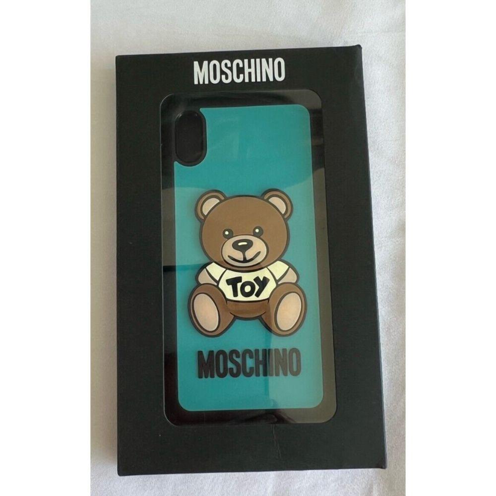 SS21 Moschino Couture Blue iPhone XS Max Case with Teddy Bear Toy For Sale 1
