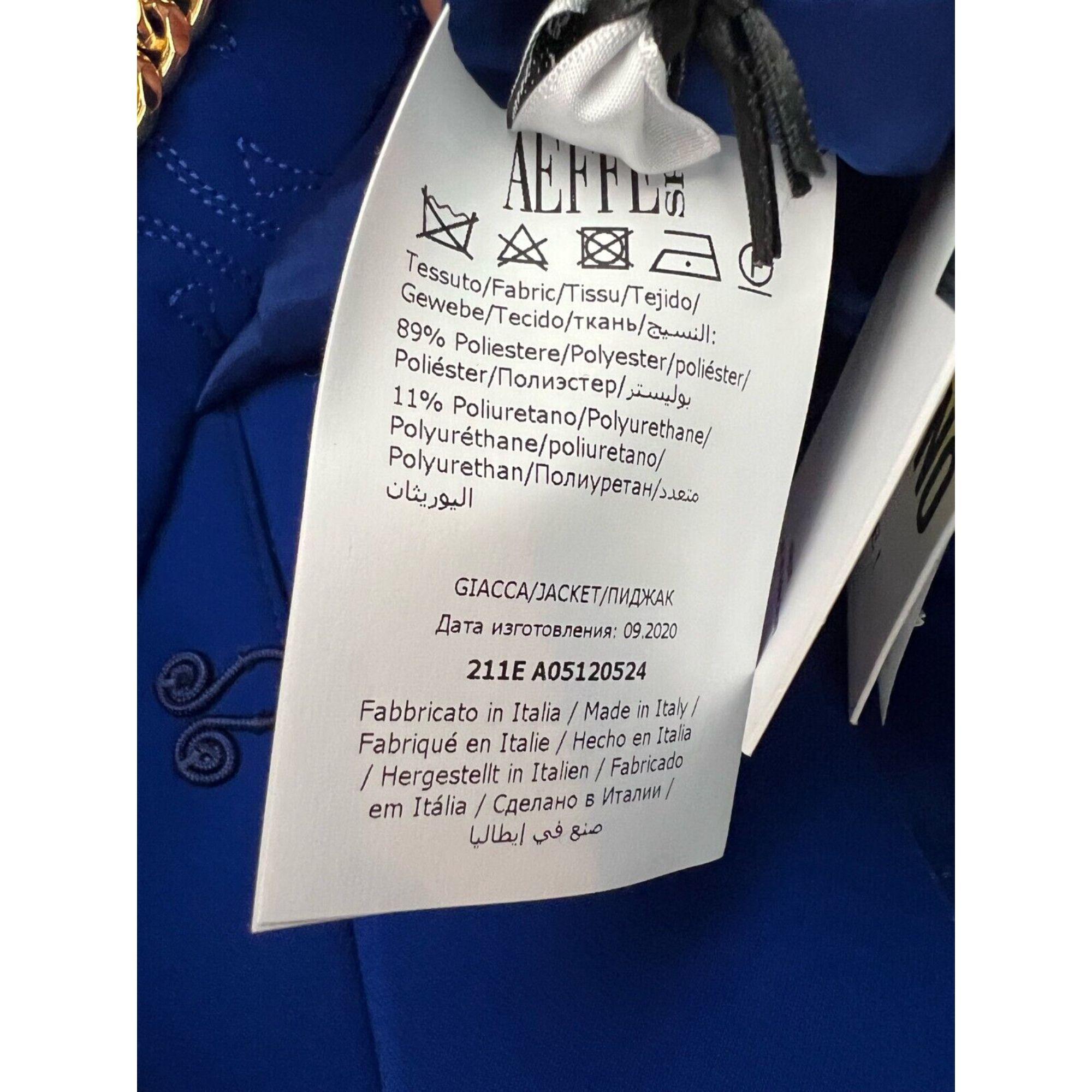 SS21 Moschino Couture Blauer Blazer mit smiley Face von Jeremy Scott, Größe US 10 im Angebot 7