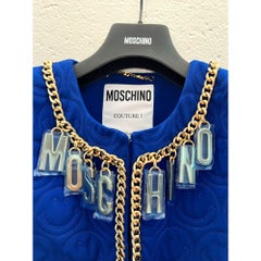 SS21 Moschino Couture BlueBlazer Smiley Face by Jeremy Scott, Size US 10