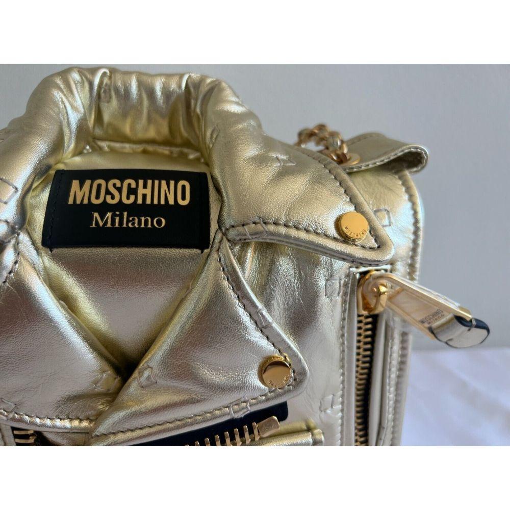 SS21 Moschino Couture Gold Biker Jacket Shoulder Bag in Gold Hardware For Sale 7