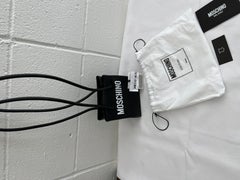SS21 Moschino Couture Jeremy Scott Black Leather Mini Shopper Shoulder Bag Logo