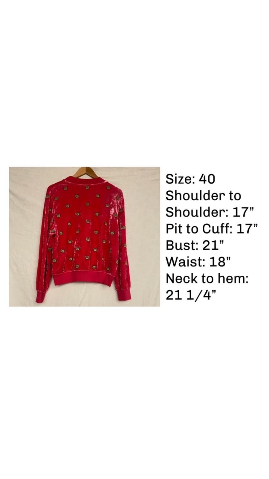 SS21 MOSCHINO Couture Jeremy Scott Velvet All Over Teddy Bears Pink Sweater Rare For Sale 12
