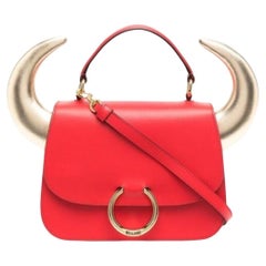 SS21 Moschino Couture Red Bullchic Horn-Detail Shoulder Bag by Jeremy Scott