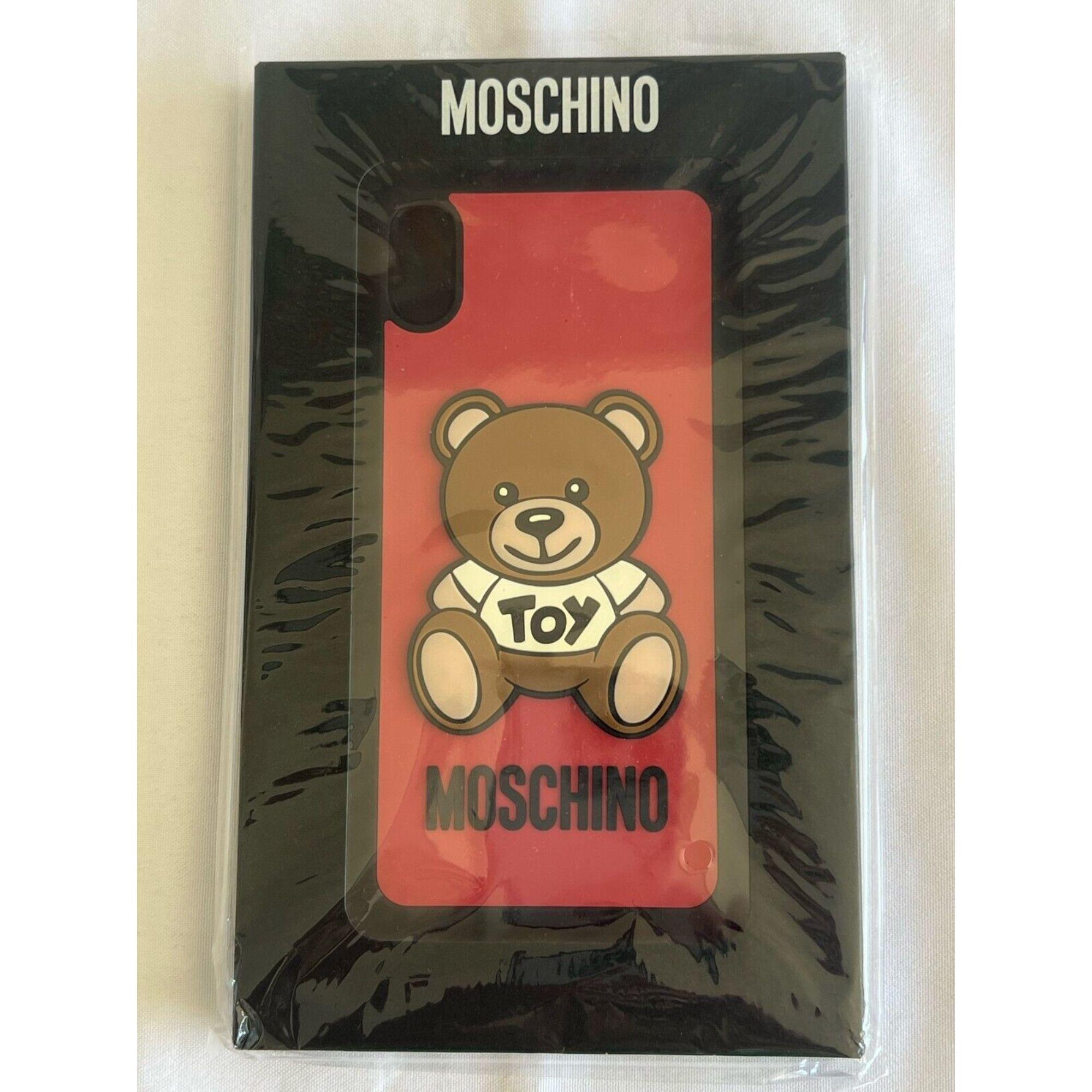 Black SS21 Moschino Couture Red iPhone XS Max Case with Teddy Bear Toy by Jeremy Scott For Sale
