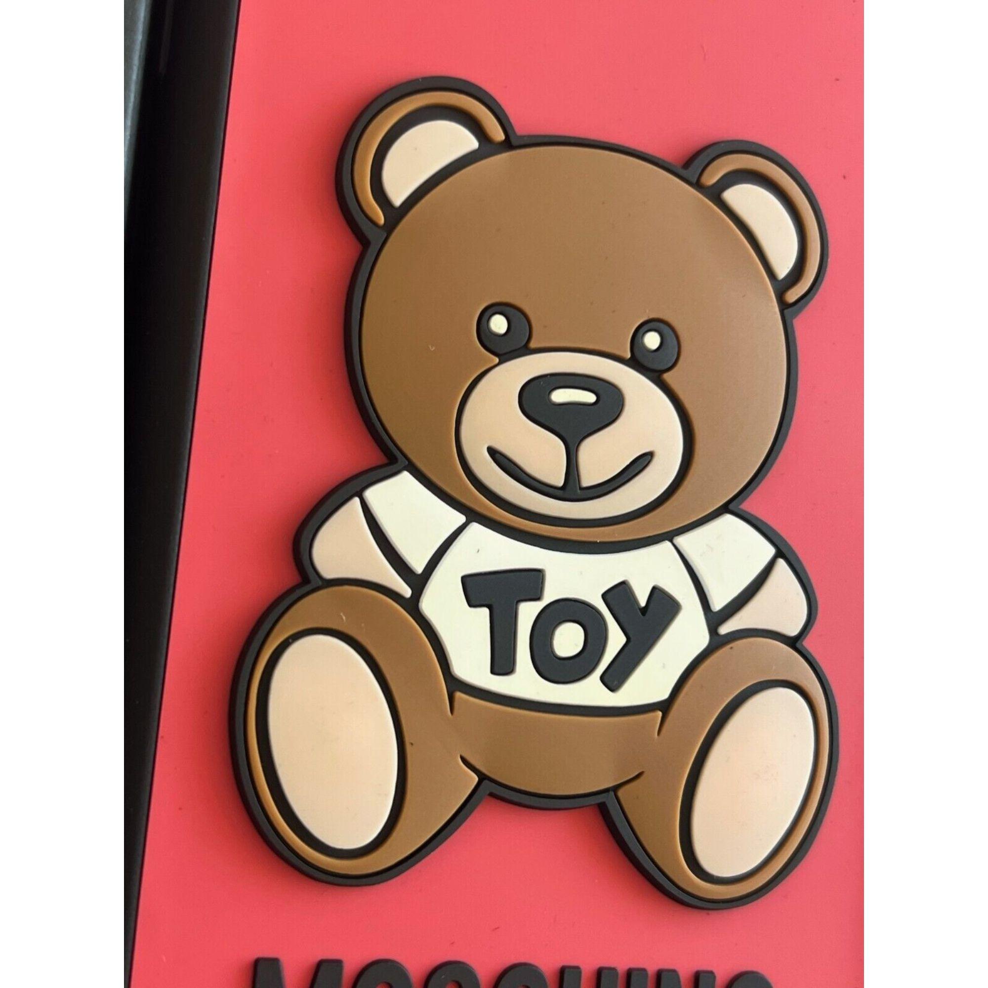 Women's or Men's SS21 Moschino Couture Red iPhone XS Max Case with Teddy Bear Toy by Jeremy Scott For Sale