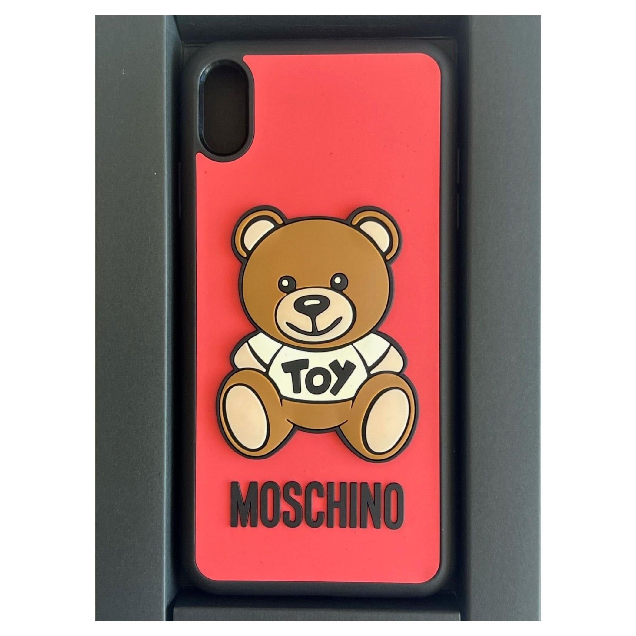 SS21 Moschino Couture Red iPhone XS Max Case with Teddy Bear Toy by Jeremy Scott