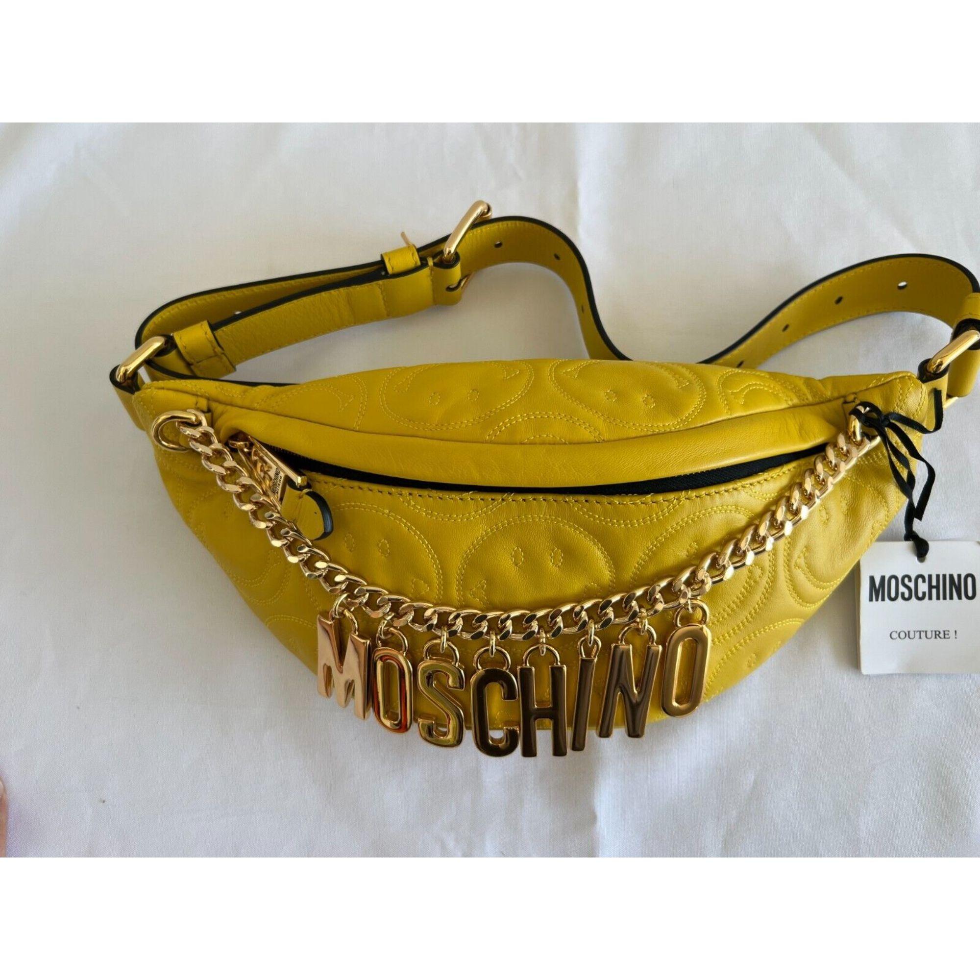 SS21 Moschino Couture Yellow Fanny Pack with Engraved Smiley by Jeremy Scott For Sale 7