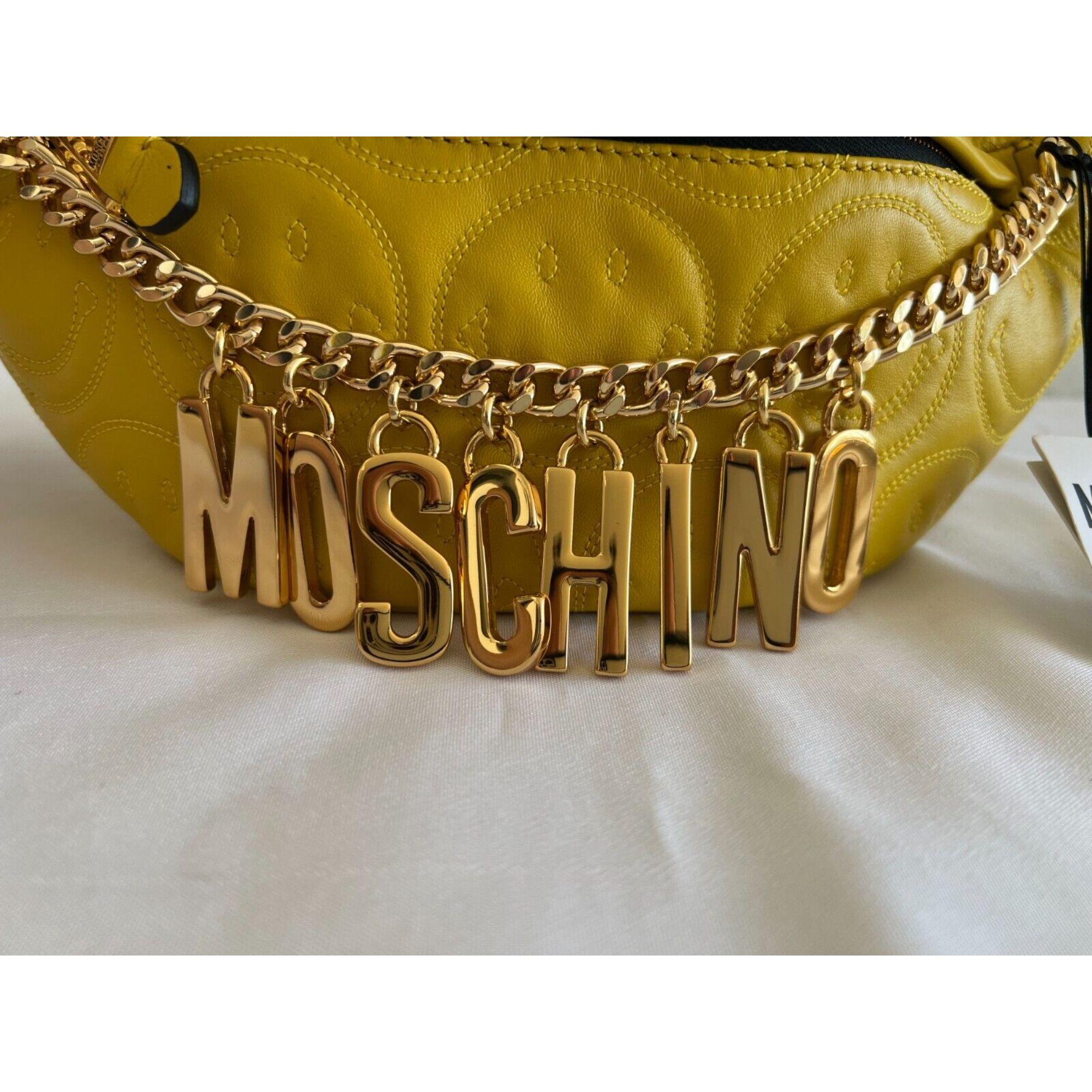 SS21 Moschino Couture Yellow Fanny Pack with Engraved Smiley by Jeremy Scott For Sale 8
