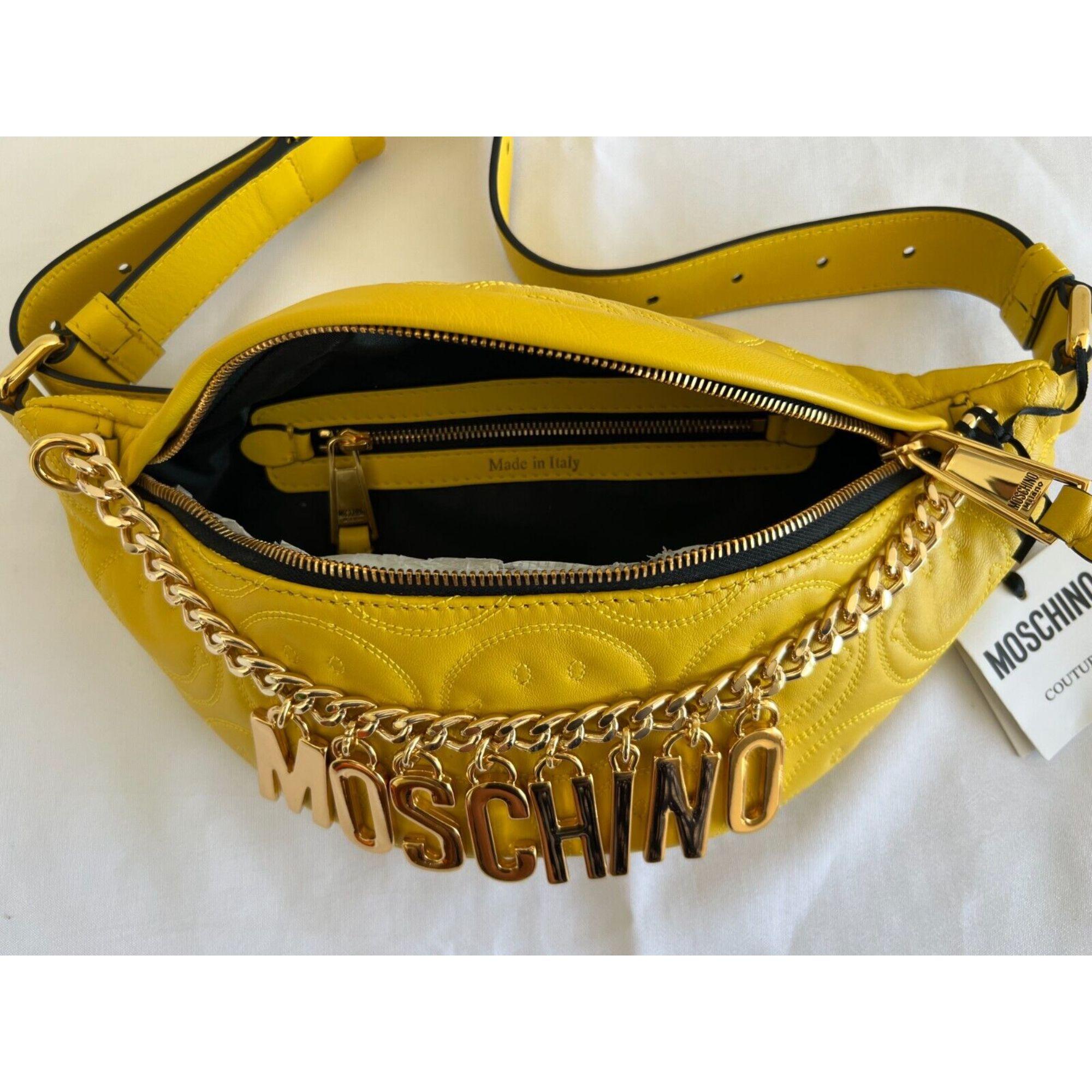 SS21 Moschino Couture Yellow Fanny Pack with Engraved Smiley by Jeremy Scott For Sale 9