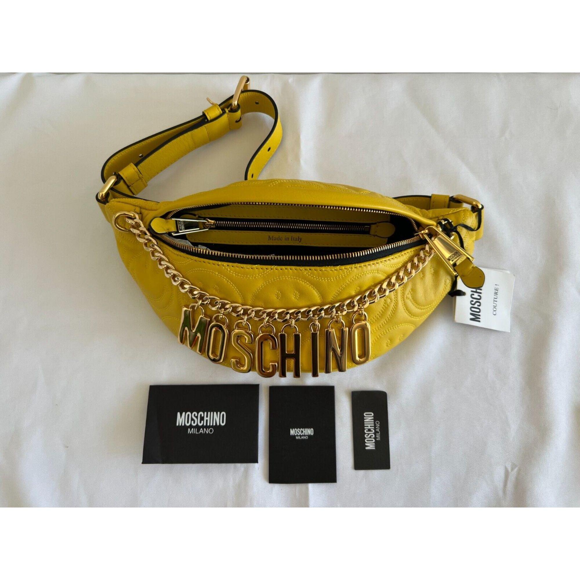 SS21 Moschino Couture Yellow Fanny Pack with Engraved Smiley by Jeremy Scott For Sale 10