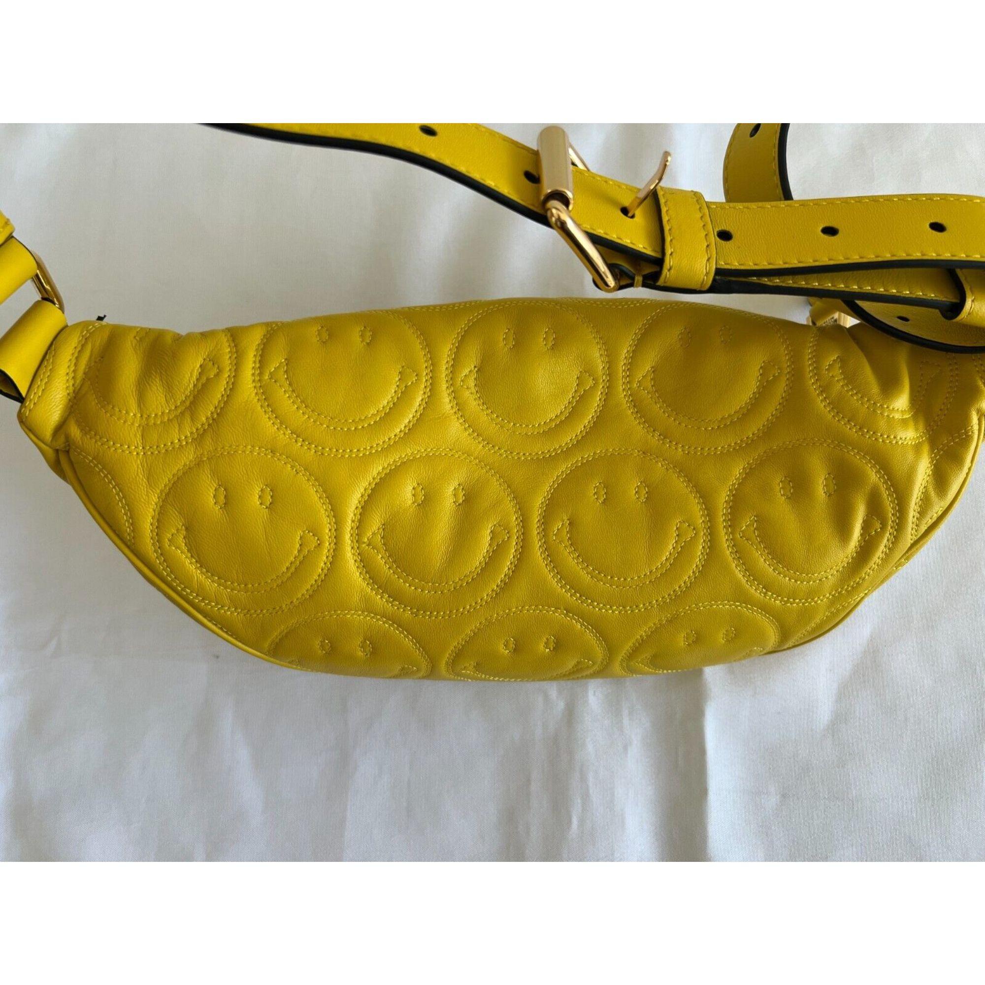 SS21 Moschino Couture Yellow Fanny Pack with Engraved Smiley by Jeremy Scott For Sale 2