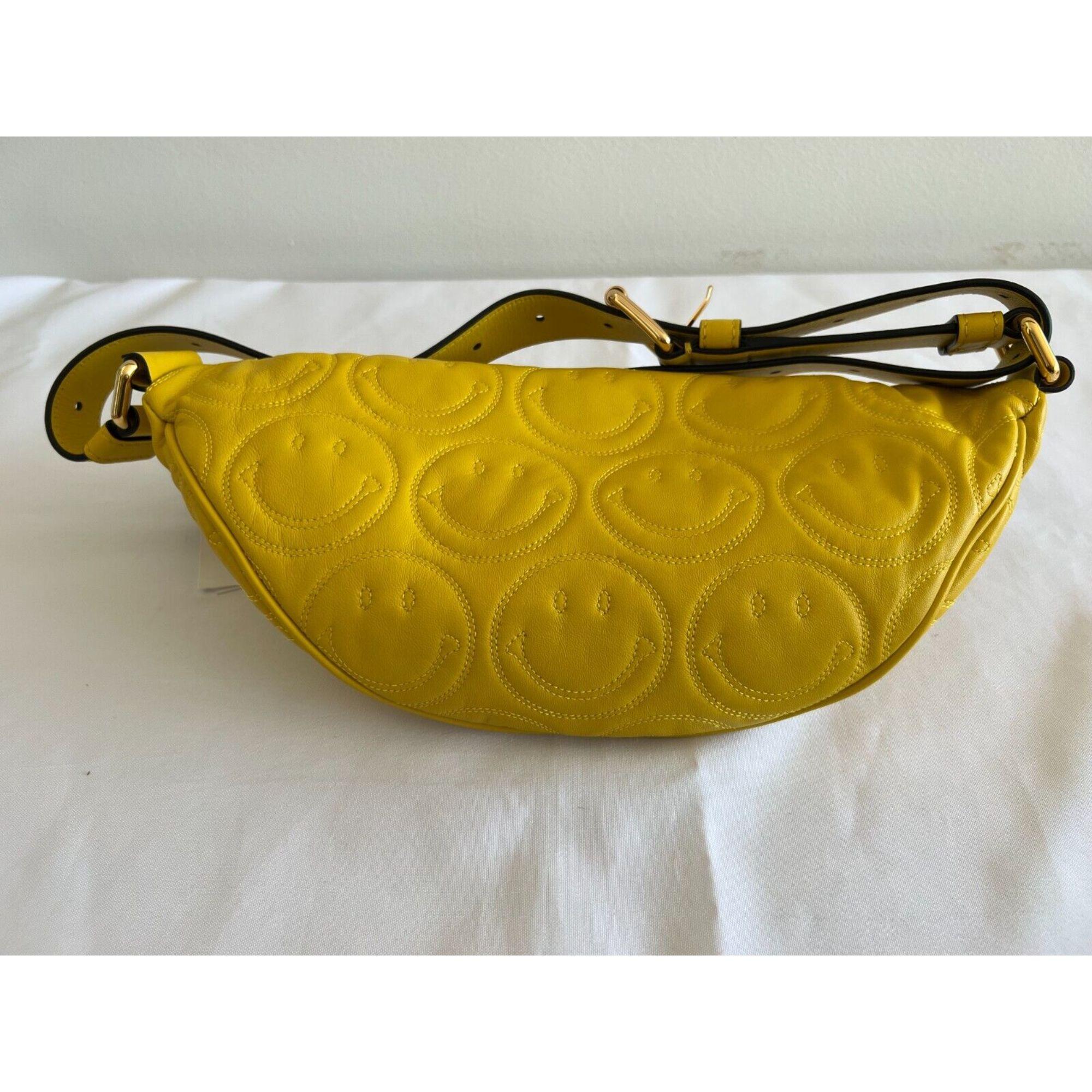 SS21 Moschino Couture Yellow Fanny Pack with Engraved Smiley by Jeremy Scott For Sale 3