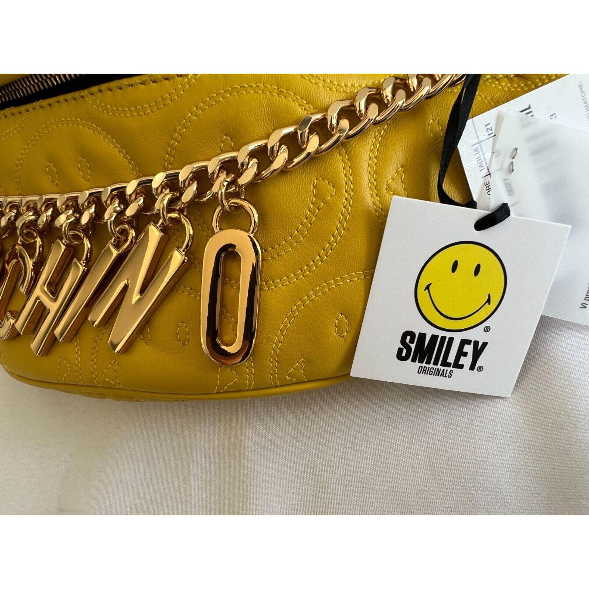 SS21 Moschino Couture Yellow Fanny Pack with Engraved Smiley by Jeremy Scott For Sale 5