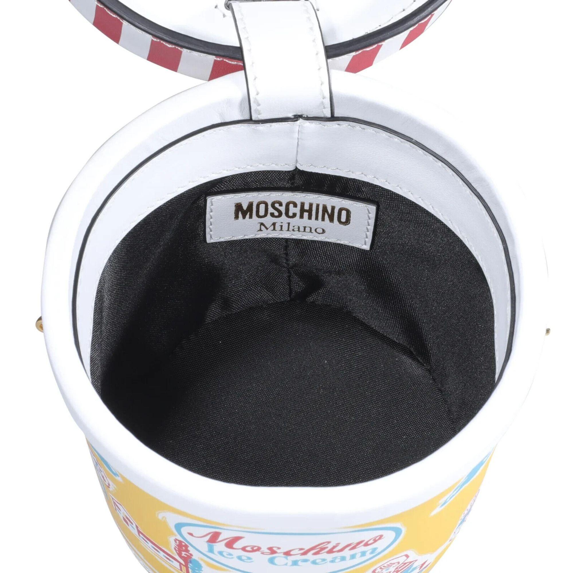 Women's SS22 Moschino Couture Banana Split Icecream Pint Leather Shoulder Bag For Sale