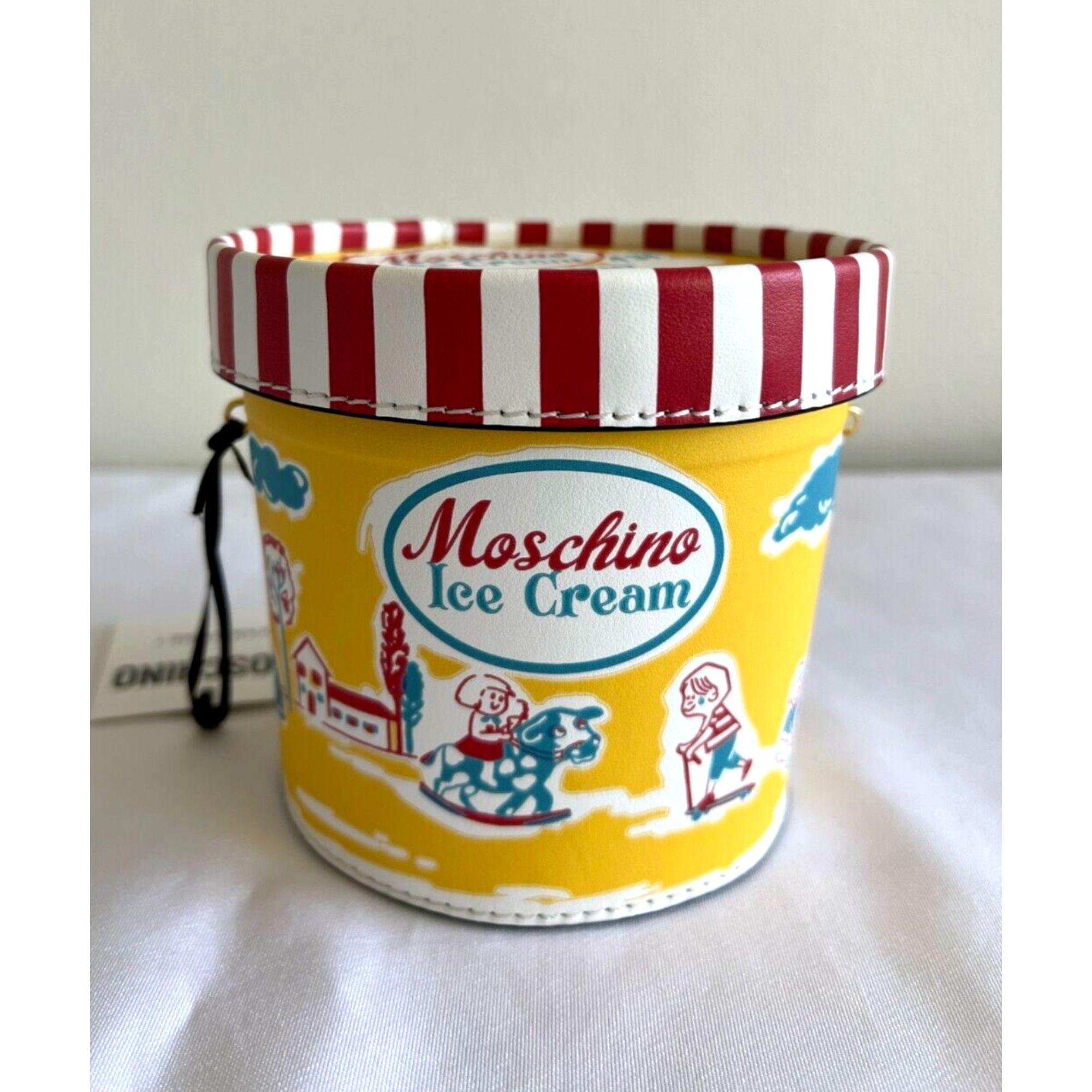 SS22 Moschino Couture Banana Split Icecream Pint Leather Shoulder Bag For Sale 4