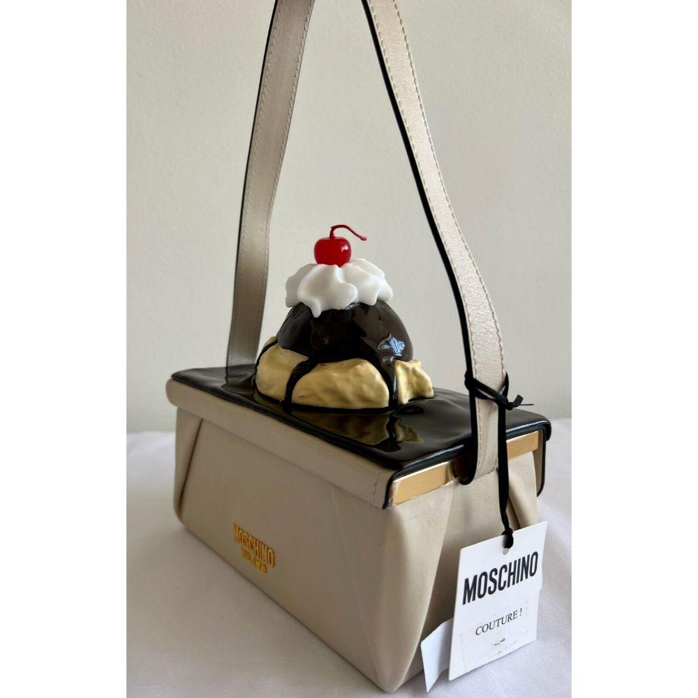 SS22 Moschino Couture Beige Ice Cream Sundae Rectangular Handbag by Jeremy Scott 8